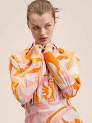 Mango Orange Flowy Printed Summer Dress - Image 2 of 9
