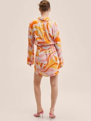Mango Orange Flowy Printed Summer Dress - Image 6 of 9