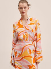 Mango Orange Flowy Printed Summer Dress - Image 7 of 9
