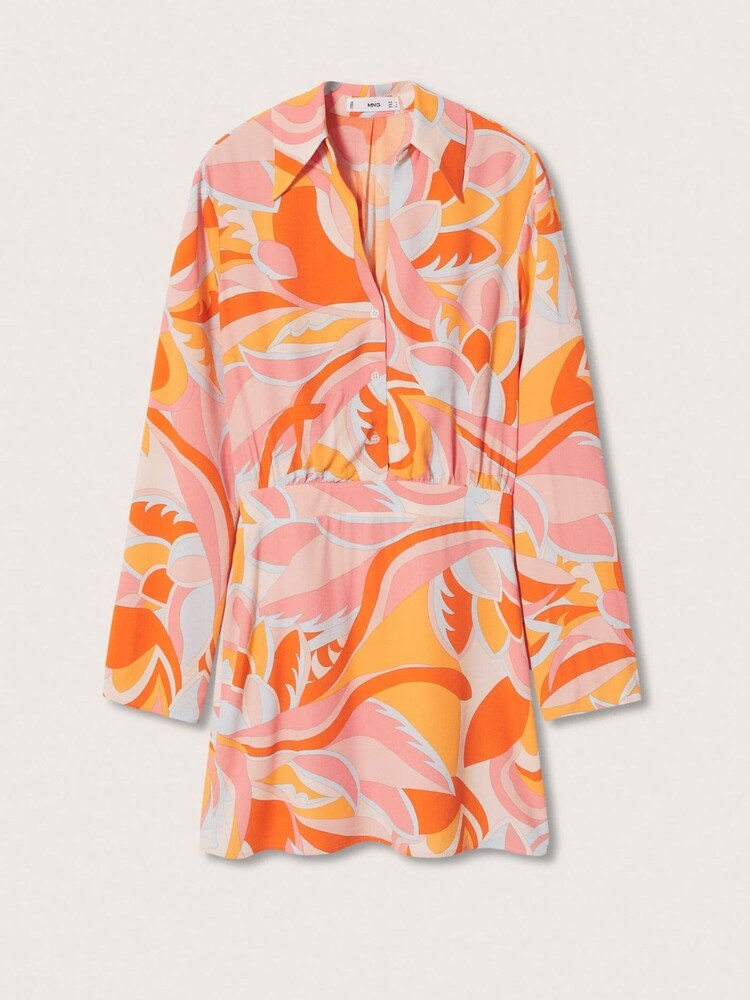 Mango Orange Flowy Printed Summer Dress - Image 9 of 9 Mango Orange Flowy Printed Summer Dress - Image 9 of 9