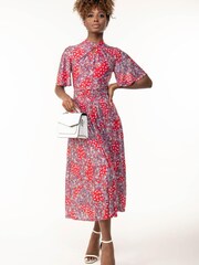 Jolie Moi Red Turtle Neck Mesh Maxi Dress - Image 2 of 5