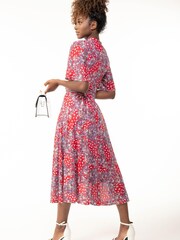 Jolie Moi Red Turtle Neck Mesh Maxi Dress - Image 3 of 5