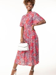 Jolie Moi Red Turtle Neck Mesh Maxi Dress - Image 4 of 5