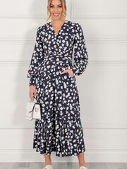 Jolie Moi Nancy Blue Long Sleeve Maxi Dress - Image 1 of 5