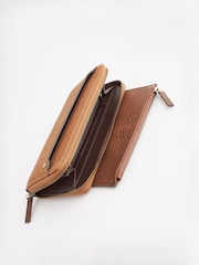 Tan Brown Large Purse With Pull-Out Zip Coin Purse - Image 6 of 6
