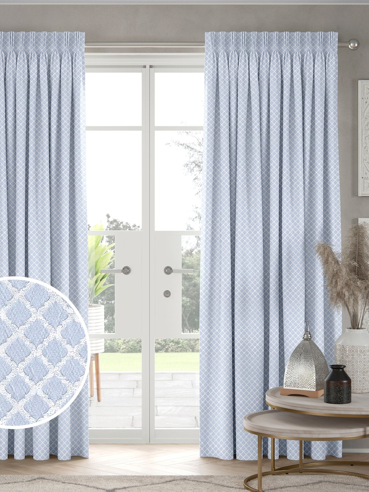 Ice Blue Kyoto Made To Measure Curtains - Image 1 of 9