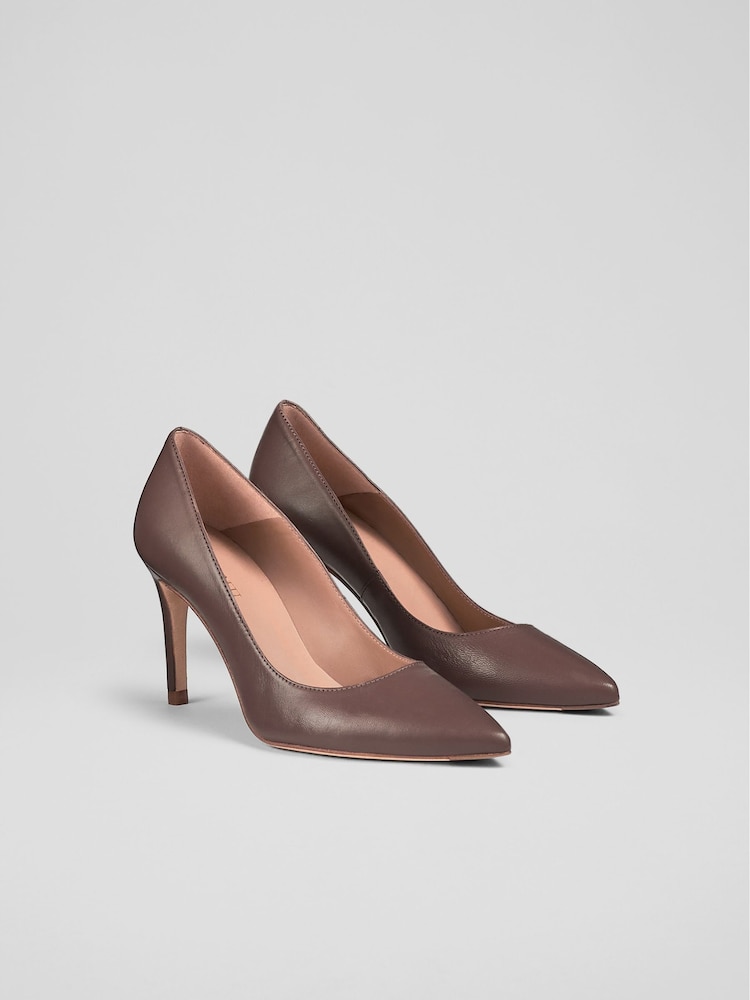 LK Bennett Brown Floret Leather Pointed Court Shoes - Image 2 of 4