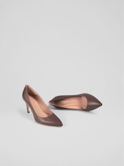 LK Bennett Brown Floret Leather Pointed Court Shoes - Image 3 of 4