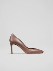 LK Bennett Light Brown Floret Leather Pointed Court Shoes - Image 1 of 4