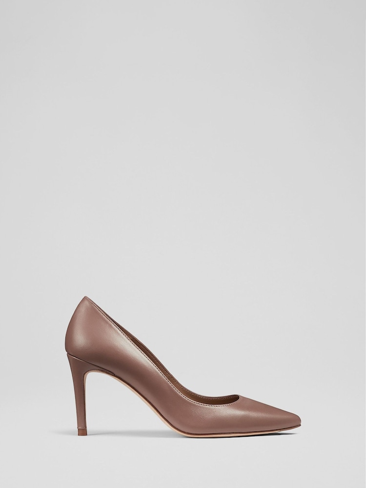 LK Bennett Light Brown Floret Leather Pointed Court Shoes - Image 1 of 4 LK Bennett Light Brown Floret Leather Pointed Court Shoes - Image 1 of 4