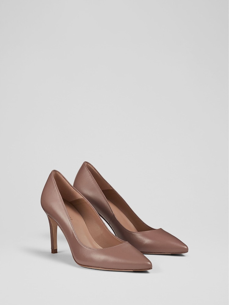 LK Bennett Light Brown Floret Leather Pointed Court Shoes - Image 2 of 4 LK Bennett Light Brown Floret Leather Pointed Court Shoes - Image 2 of 4