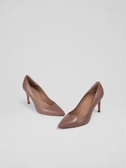 LK Bennett Light Brown Floret Leather Pointed Court Shoes - Image 3 of 4