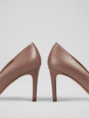 LK Bennett Light Brown Floret Leather Pointed Court Shoes - Image 4 of 4