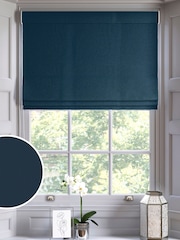 Indigo Blue Montero Velvet Made To Measure Roman Blinds - Image 1 of 6