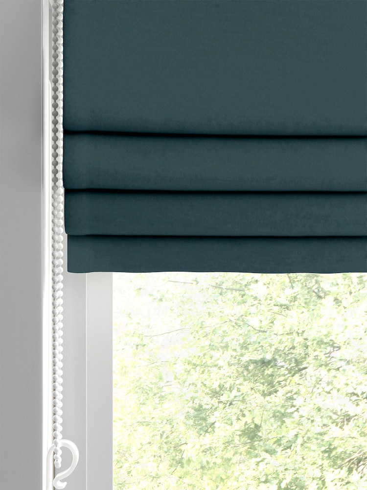 Peacock Teal Montero Velvet Made To Measure Roman Blinds - Image 2 of 6