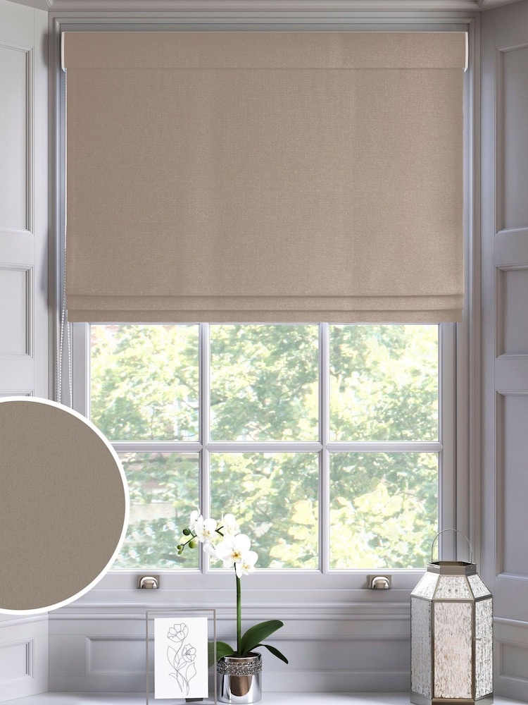 Putty Natural Montero Velvet Made To Measure Roman Blinds - Image 1 of 6