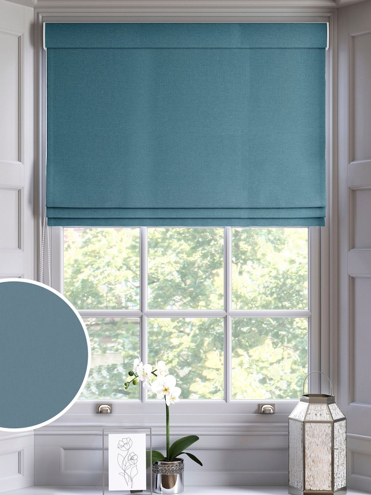 Spa Blue Montero Velvet Made To Measure Roman Blinds - Image 1 of 6