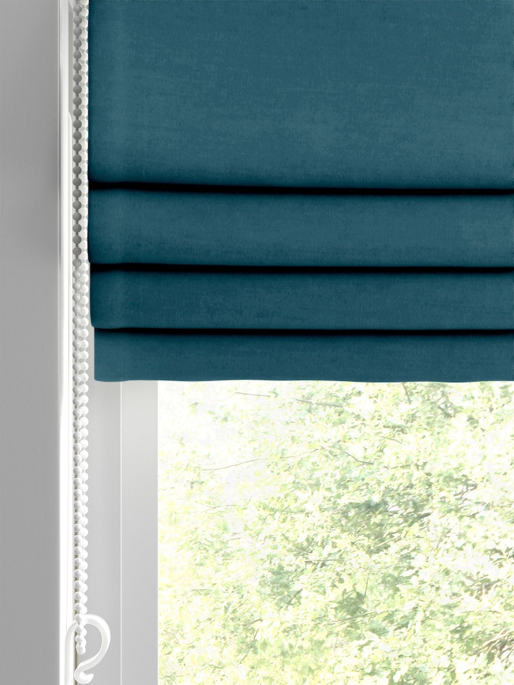Spa Blue Montero Velvet Made To Measure Roman Blinds - Image 2 of 6