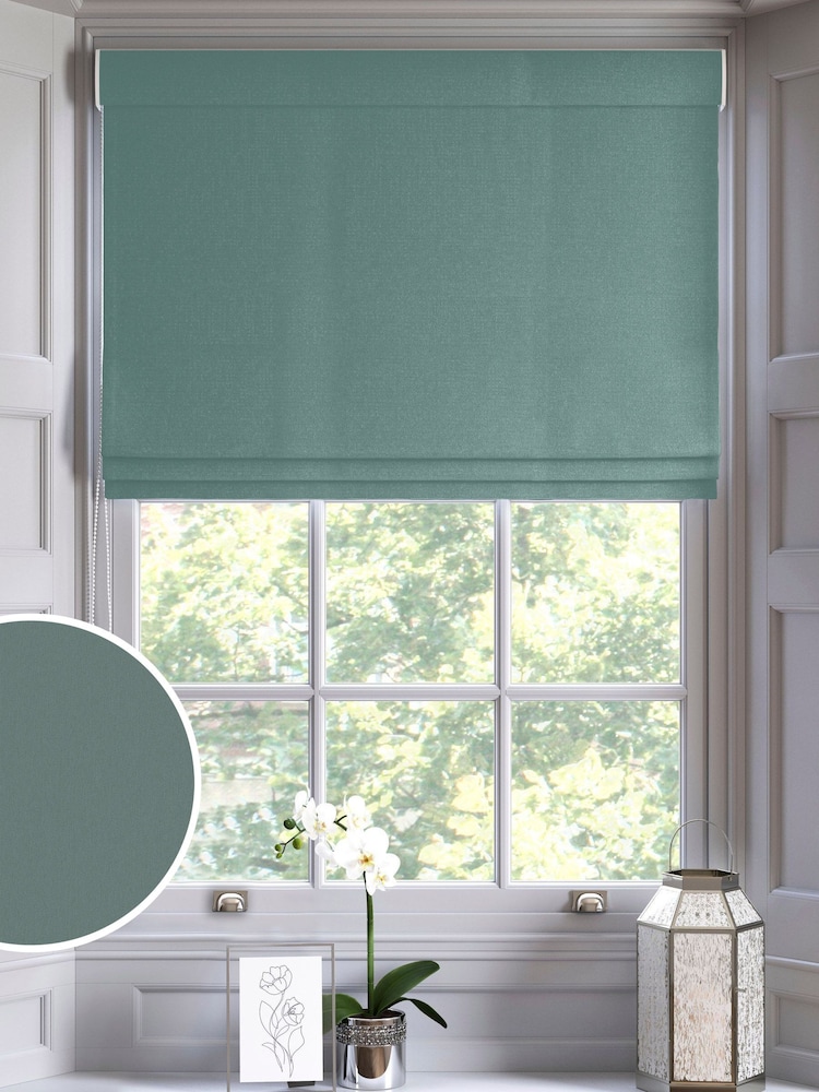 Teal Blue Montero Velvet Made To Measure Roman Blind - Image 1 of 6