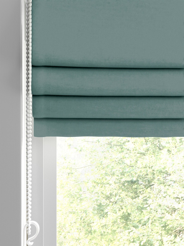 Teal Blue Montero Velvet Made To Measure Roman Blind - Image 2 of 6