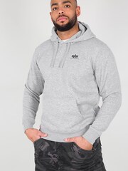 Alpha Industries Grey 100% Cotton Basic Small Logo Heather Hoodie - Image 1 of 7