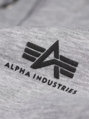 Alpha Industries Grey 100% Cotton Basic Small Logo Heather Hoodie - Image 6 of 7
