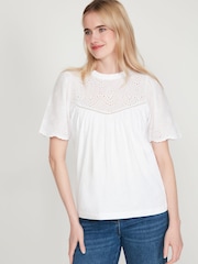 M&Co White Broderie Woven Top - Image 1 of 6