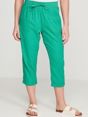 M&Co Green Petite Cropped Linen Trousers - Image 1 of 5