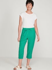 M&Co Green Petite Cropped Linen Trousers - Image 3 of 5