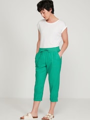 M&Co Green Petite Cropped Linen Trousers - Image 4 of 5