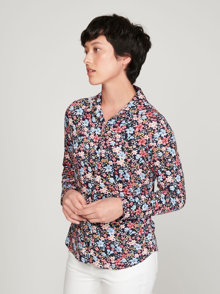 M&co Jersey-Hemd mit Blumenprint, Schwarz, Kurzgrösse - Bild 2 von 5