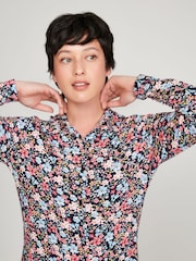M&co Jersey-Hemd mit Blumenprint, Schwarz, Kurzgrösse - Bild 3 von 5
