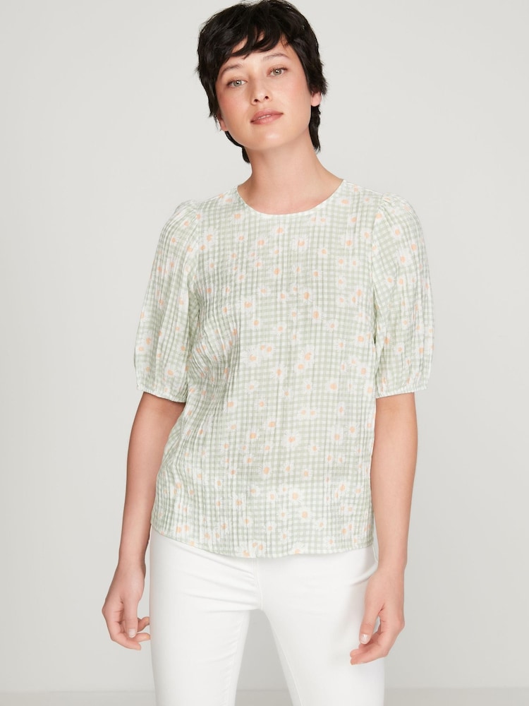 M&co Petite Bluse mit Vichykaros, Grün - Bild 1 von 6