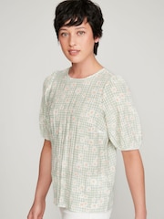 M&co Petite Bluse mit Vichykaros, Grün - Bild 4 von 6