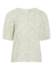 M&co Petite Bluse mit Vichykaros, Grün - Bild 6 von 6