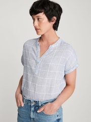 M&Co Blue Petite Check Top - Image 3 of 6