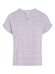 M&Co Blue Petite Check Top - Image 6 of 6