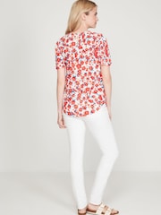 M&Co Geblümtes T-Shirt mit Rückenreißverschluss, Rot - Bild 5 von 6