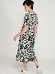M&Co Petite Natural Spot Print Tiered Midi Dress - Image 2 of 6