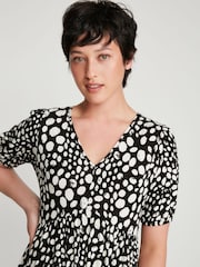 M&Co Petite Natural Spot Print Tiered Midi Dress - Image 5 of 6