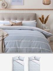 2 Pack Blue Stripe Reversible Duvet Cover and Pillowcase Set - Image 1 of 9