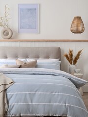 2 Pack Blue Stripe Reversible Duvet Cover and Pillowcase Set - Image 2 of 9