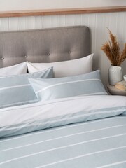 2 Pack Blue Stripe Reversible Duvet Cover and Pillowcase Set - Image 4 of 9