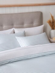 2 Pack Blue Stripe Reversible Duvet Cover and Pillowcase Set - Image 5 of 9