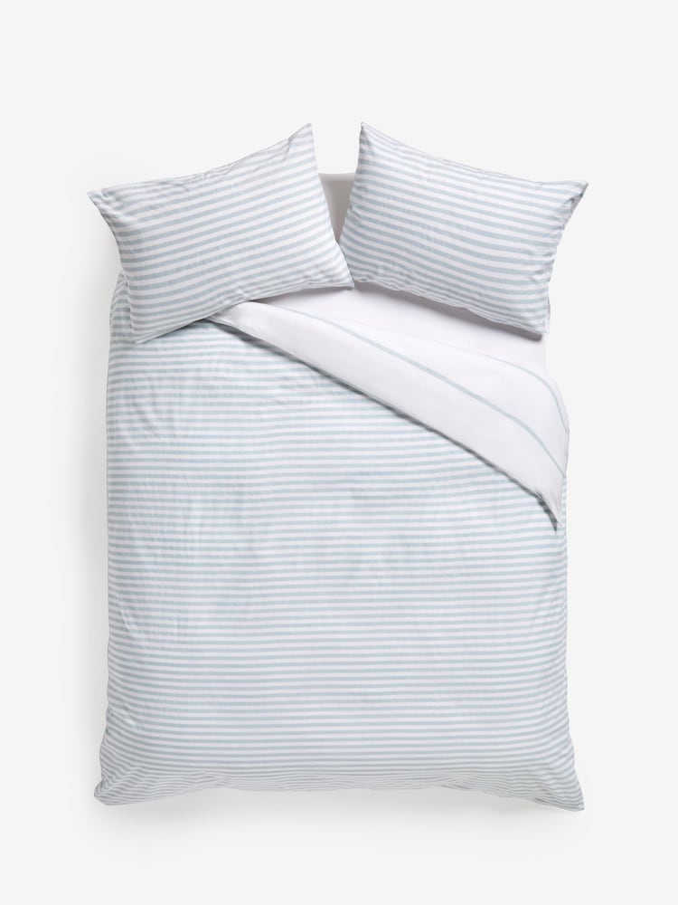 2 Pack Blue Stripe Reversible Duvet Cover and Pillowcase Set - Image 9 of 9