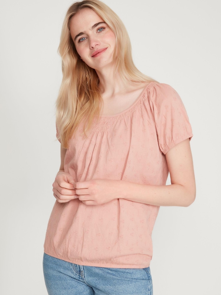 M&co Boho-Top mit Lochstickerei, Pink - Bild 1 von 6