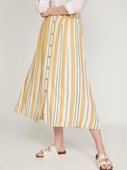 M&Co Yellow Button-Through Linen Skirt - Image 1 of 5