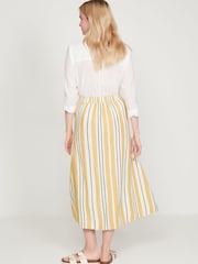 M&Co Yellow Button-Through Linen Skirt - Image 3 of 5