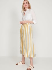M&Co Yellow Button-Through Linen Skirt - Image 4 of 5