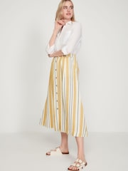 M&Co Yellow Button-Through Linen Skirt - Image 5 of 5